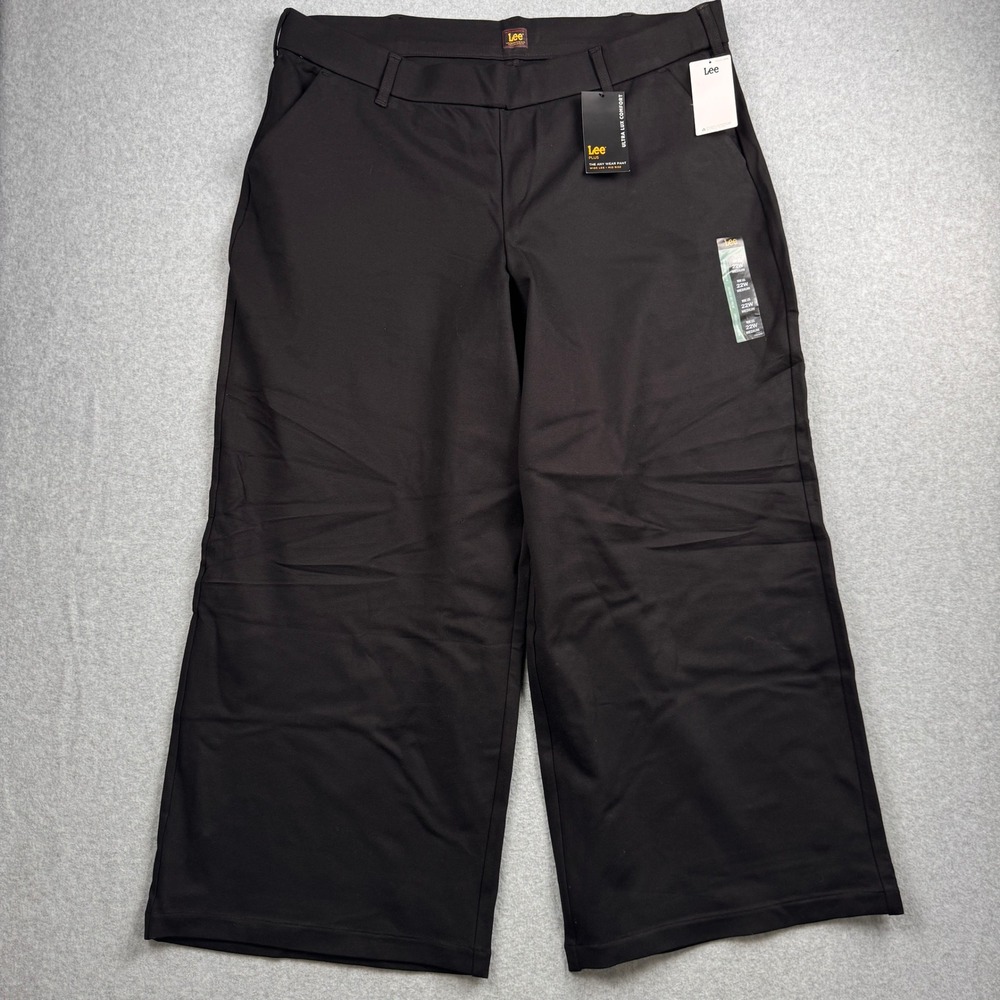Lee Pants Womens 22W Black Wide Leg Mid Rise Ultra Lux Comfort NEW